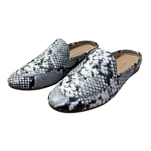Banana Republic Faux Snakeskin Mule Shoe Slip-On Black White Gray Size 8 - Picture 4 of 8